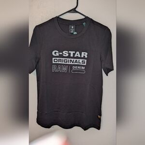 G-Star Raw Denim Original Logo Graphic T-Shirt Size XS Black NWT